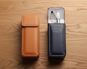 Estuche rígido de lujo para gafas de sol / Caja minimalista de piel vegana para gafas / Organizador de accesorios tecnológicos de viaje / Portalápices rígido / Organizador de escritorio