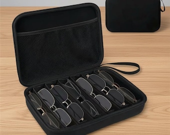 Organizador de viaje para gafas / Almacenamiento portátil de 6 o 7 ranuras / Bolsa para gafas de sol, reloj y dispositivos electrónicos / Joyero rígido / Regalo multiusos
