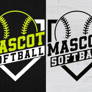 Nome personalizado para mascote de softball em SVG e PNG, Softball, Esportes (Arquivo digital)