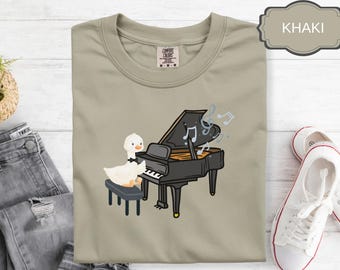 Comfort Colors® Duck Playing Grand Piano T-Shirt | Funny Duck Music Tee | Cute Music Note Design Shirt | Musician Gift | Duck Lover Gift