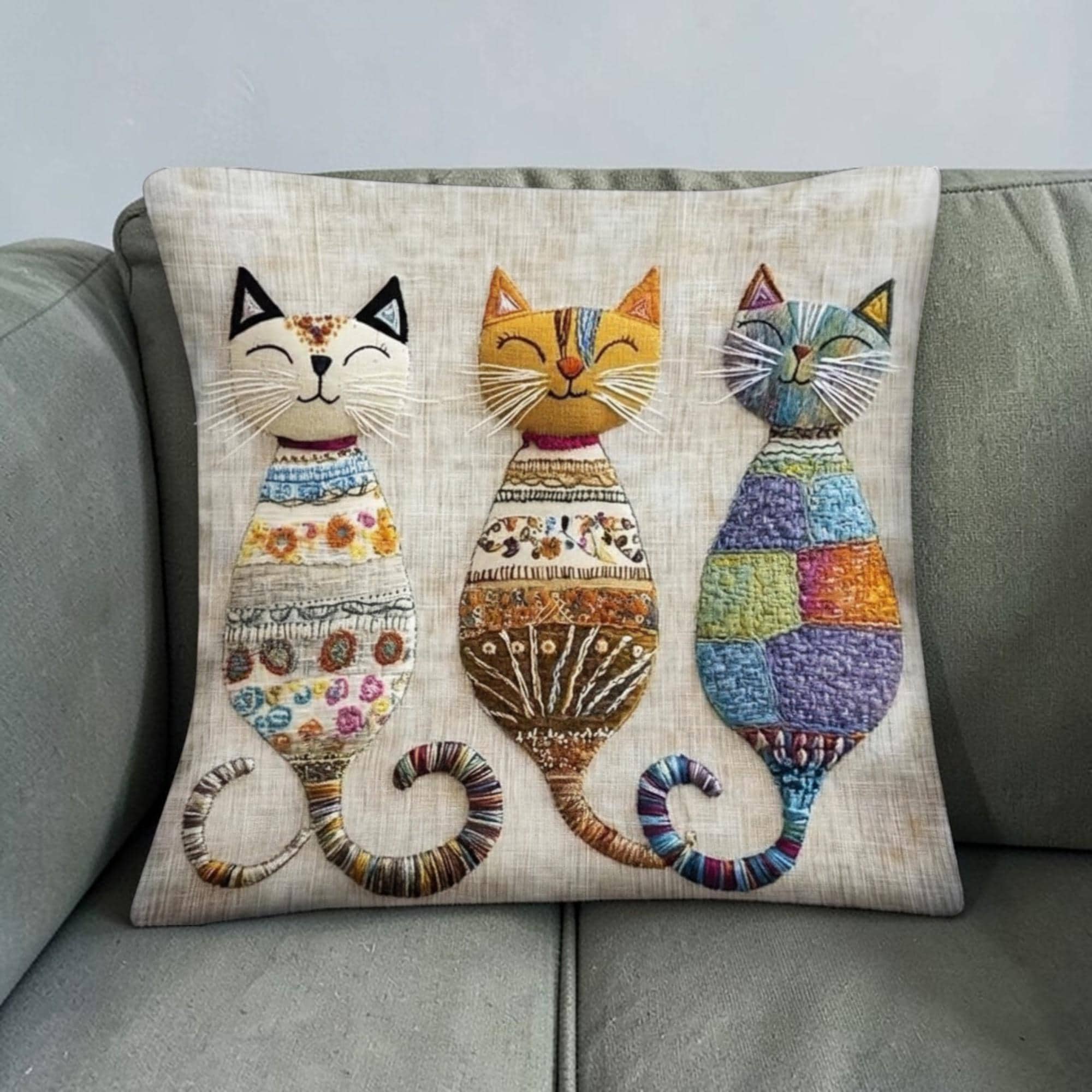Cuscino In Peluche Gatto Con Fiocco Rosso - 40x35 Cm, Morbido E Lavabile, Per Divano E Letto, Regalo Per Amanti Dei Gatti - 2