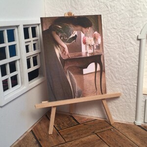 Miniatur Puppenhaus Zimmer Box Wand Kunst Druck Malerei viktorianischen Frau Rosen John Alexander Handmade