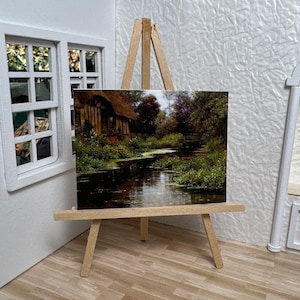 Miniature Dollhouse Room Box Wall Art Print Painting House in the Country Handmade 1:12