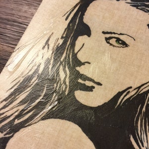Japanese Sumi-e Ink Painting &quot;It Girl&quot; Portrait of a Woman Series 6x12 Panel Art