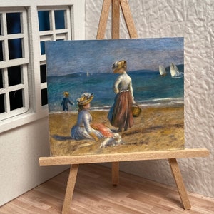 Miniature Dollhouse Room Box Wall Art Renoir Print Painting Women on Beach Contemporary Gallery Handmade