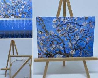 Miniatur Puppenstubenbox Wandkunst Van Gogh Mandeläste Handarbeit 1:12
