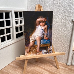 Miniature Dollhouse Room Box Wall Art Print Painting Munier Broken Vase Child Handmade 1:12 Scale