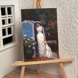 Miniature Dollhouse Room Box Wall Art Print Painting Toulmouche Women Leaning Contemporary Gallery Handmade
