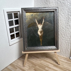 Miniature Dollhouse Room Box Wall Art Print Painting La Femme Penot Bat Woman Framed Handmade 1:12th Scale