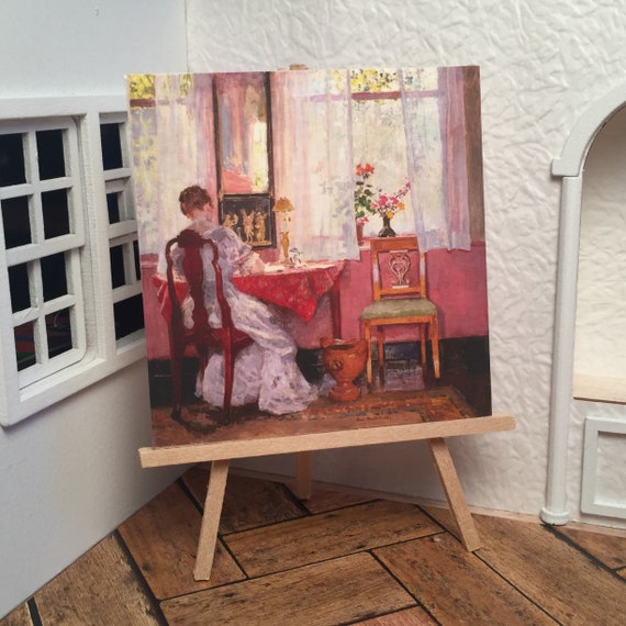 Miniature Dollhouse Room Box Wall Art Victorian Woman at Beach Handmade