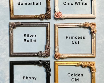 Miniature Dollhouse Picture Art Frame Handmade Roses Painted Add On 3" x 2.5" FRAME ONLY