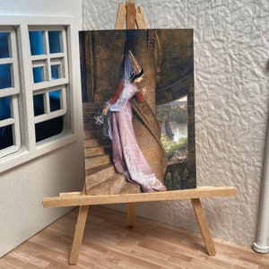Miniature Maison de poupée Chambre Boîte Art Jeune Jeune Fille dans le Château Galerie Portrait Fait à la main