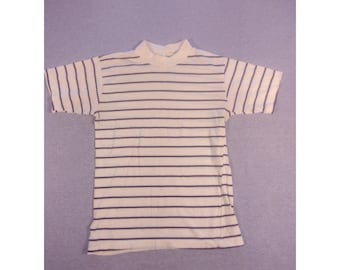 Vintage 70s Never Iron by Campus Striped Mock Neck Knit Shirt USA Youth 16