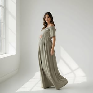 knee length dresses for ladies Boho Pregnancy Lace Patchwork Maternity Dress main image 1