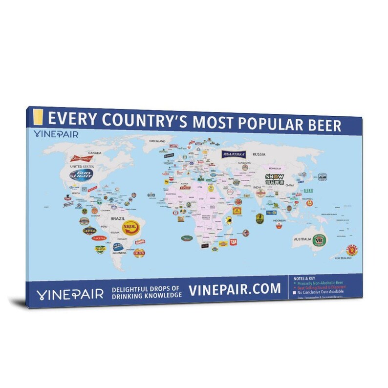World Beer Map Art Print, Every Country's Most Popular Beer - Etsy
