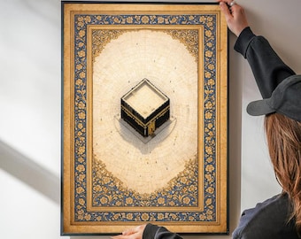 Kaaba Mecca Islamic Wall Art, Holy Kaaba Digital Print, Masjid al-Haram Poster, Persian Style Islamic Decor, Muslim Home Gift, Makkah Print