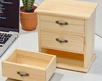 3-poziomowy mini organizer na biżuterię z drewna w stylu vintage DIY