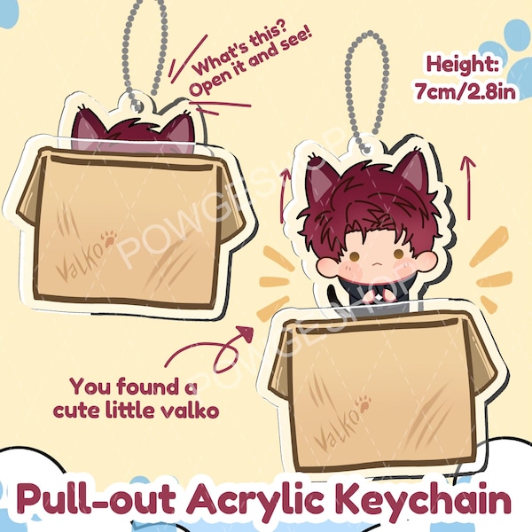 Portachiavi estraibili in acrilico di Valko di Love and Deepspace, 7 cm / 2,76 pollici - Oggetti da collezione anime kawaii fatti a mano