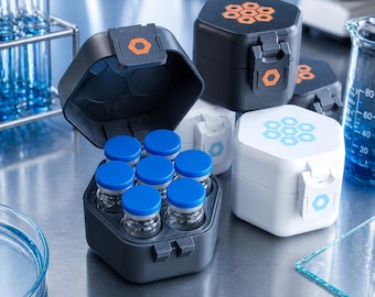 3mL/10mL Combo Vial Storage Case| Peptide Organizer - 7 Capacity + 7 Inserts