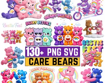 Care Bears Belly Badges PNG SVG Bundle, Cute Cartoon Rainbow Png, Bears Png, Cut Bears Png, Care Bears huge Png, Care Bears Clipart