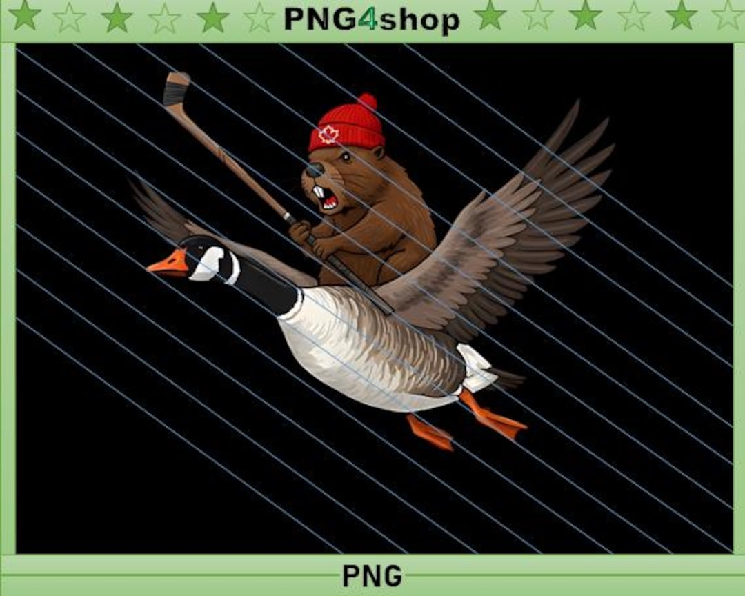 Funny Beaver Riding Goose PNG | Hockey Meme Animal Sublimation (digital ...
