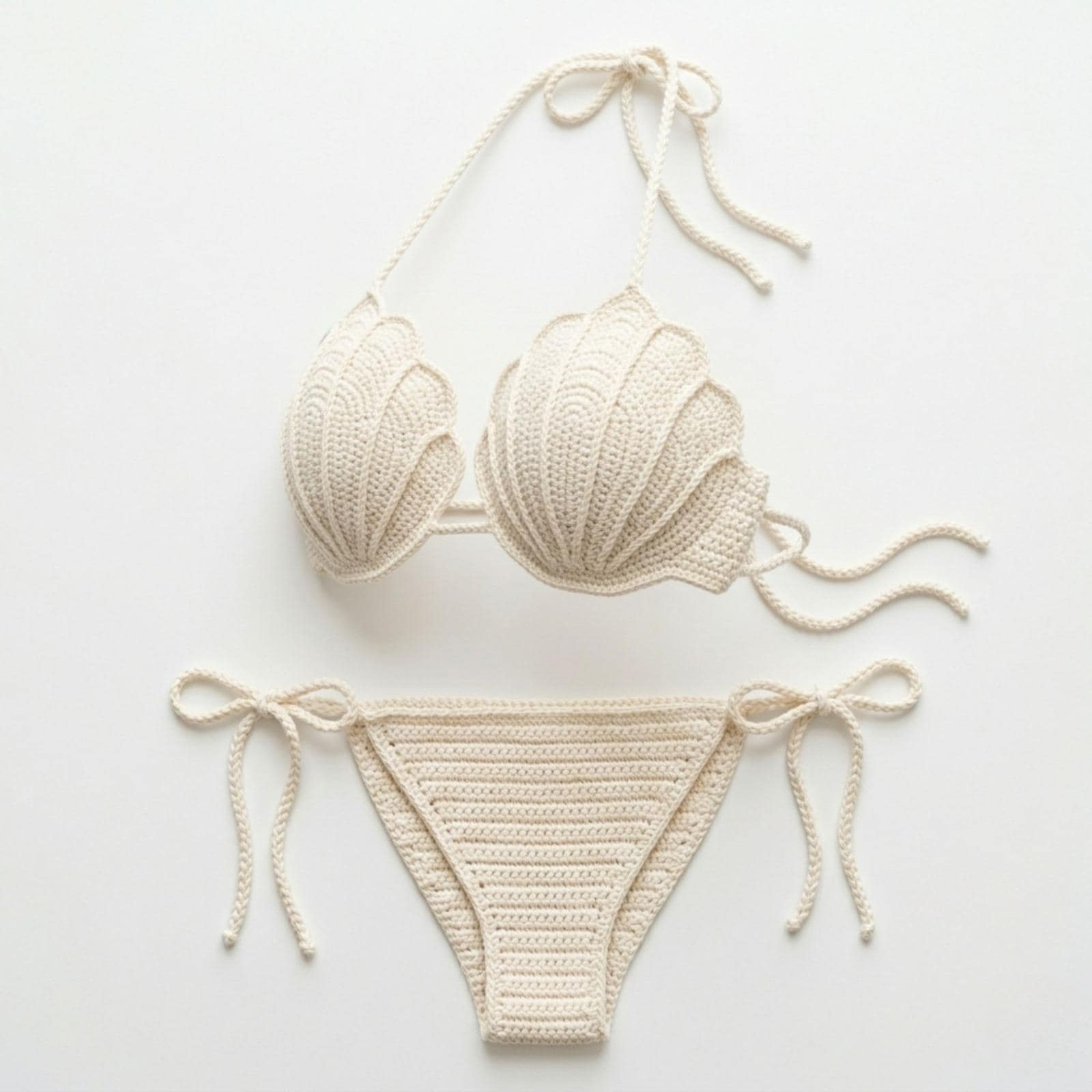 29 Bikini Crochet Patterns for Summer Beachwear, Retro Sets, and Handmade Gifts 6 Crochet Bikini Shell Cup Swimwear Set