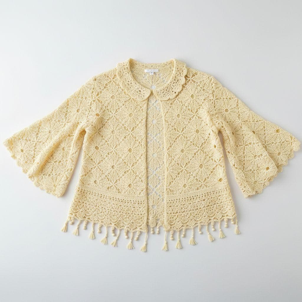 40 Lace Cardigan Crochet Patterns to Refresh Your Handmade Wardrobe 33 Crochet Lace Cardigan Intermediate Tassel Garment