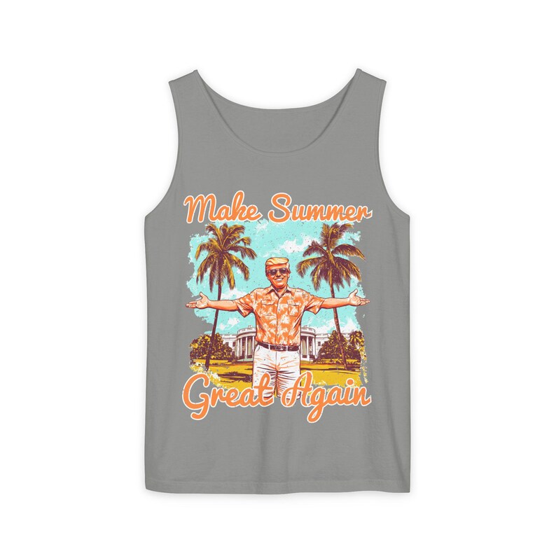 Make Summer Great Again Tank Top | Retro Trump Tropical Beach Father's Day image 9