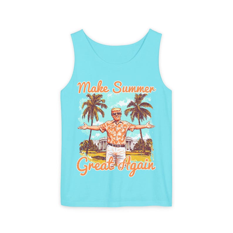 Make Summer Great Again Tank Top | Retro Trump Tropical Beach Father's Day image 7