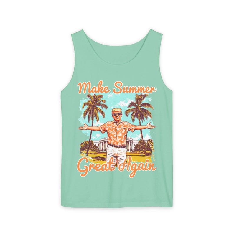 Make Summer Great Again Tank Top | Retro Trump Tropical Beach Father's Day image 6