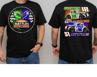 Battle of the Busches Racing Helmet Graphic T-Shirt | Nascar Kyle Brexton Busch Father's Day
