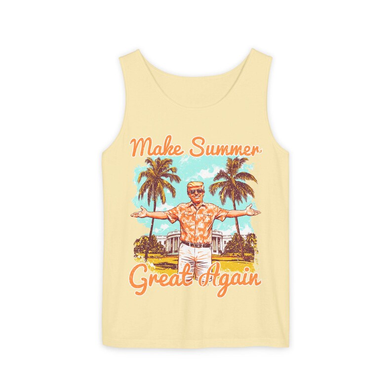 Make Summer Great Again Tank Top | Retro Trump Tropical Beach Father's Day image 5