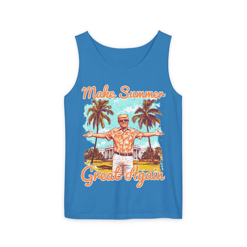 Make Summer Great Again Tank Top | Retro Trump Tropical Beach Father's Day image 10