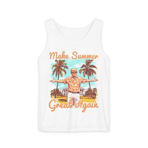 Make Summer Great Again Tank Top | Retro Trump Tropical Beach Father's Day image 2