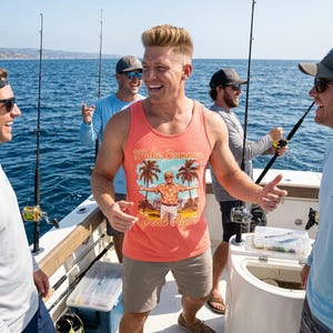 Make Summer Great Again Tank Top | Retro Trump Tropical Beach Father's Day image 1