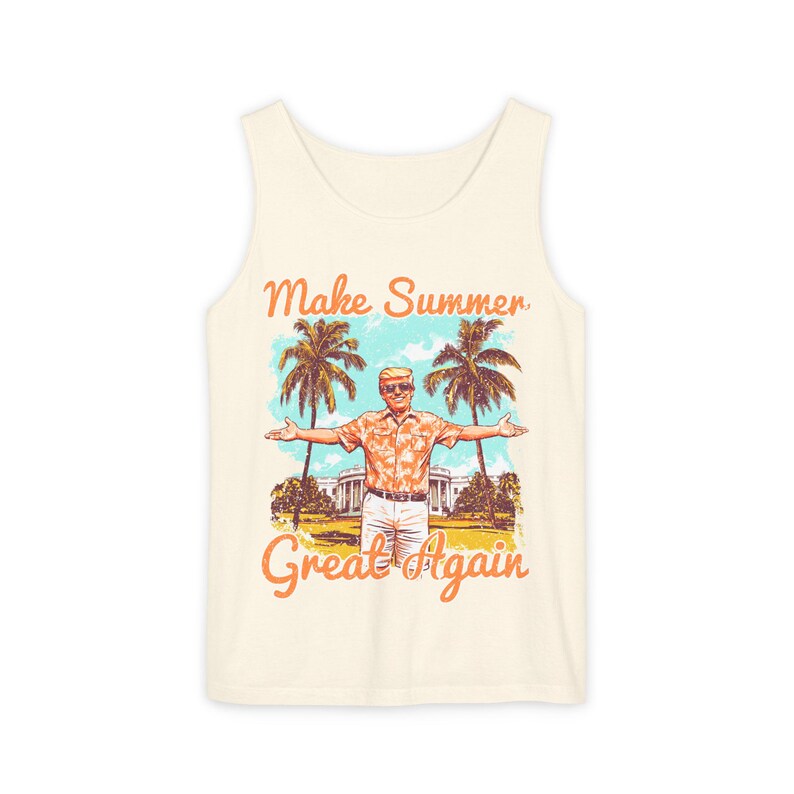 Make Summer Great Again Tank Top | Retro Trump Tropical Beach Father's Day image 4
