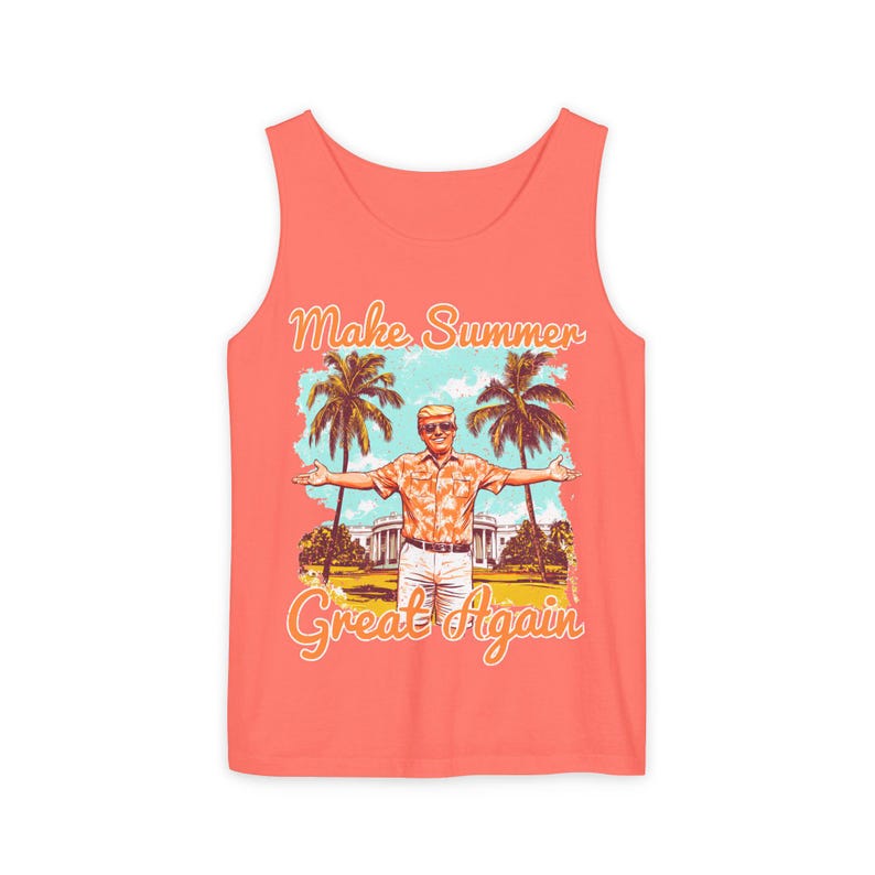 Make Summer Great Again Tank Top | Retro Trump Tropical Beach Father's Day image 3