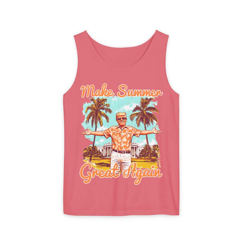 Make Summer Great Again Tank Top | Retro Trump Tropical Beach Father's Day image 11