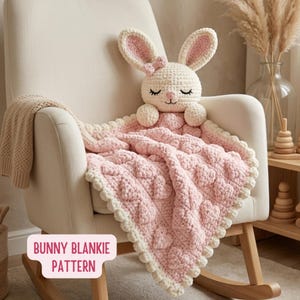 Bunny Lovey Crochet Pattern PDF - Pink Ballerina Rabbit Security Blanket, Baby Comforter Amigurumi, Digital Download
