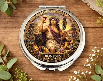 Dionysus Greek God Compact Mirror • Mythology Gift • Wine Olympian Mirror • Gift for Birthday or Christmas