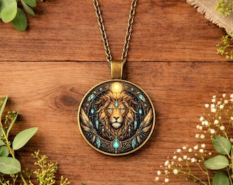 Lion Spirit Animal Necklace • Lion Totem Jewellery • Strength & Courage Pendant • Leo Zodiac Necklace • Spiritual Lion Gift • Gift for Her