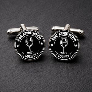 Gemelos de la Sociedad de Apreciación del Vino • Regalo de vino para hombres • Regalo para amantes del vino • Gemelos minimalistas • Regalo para sumilleres • Regalo para amantes del alcohol