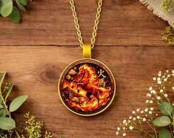 Fire Horse Necklace 2026 – Year of the Horse Jewellery – Chinese Zodiac Gift for Strength & New Beginnings - Bronze, Silver or Gold