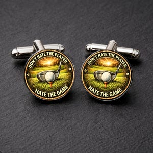 Gemelli da golf "Non odiare il giocatore" - Regalo per uomo • Gemelli da golf divertenti • Regalo per golfista • Regalo per testimoni dello sposo