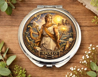 Apollo Greek God Compact Mirror - Mythology Gift - Personalised Olympian Mirror - Gift for Birthday or Christmas.
