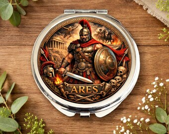 Ares Greek God Compact Mirror • Mythology Gift • Warrior Olympian Mirror • Gift for Birthday or Christmas