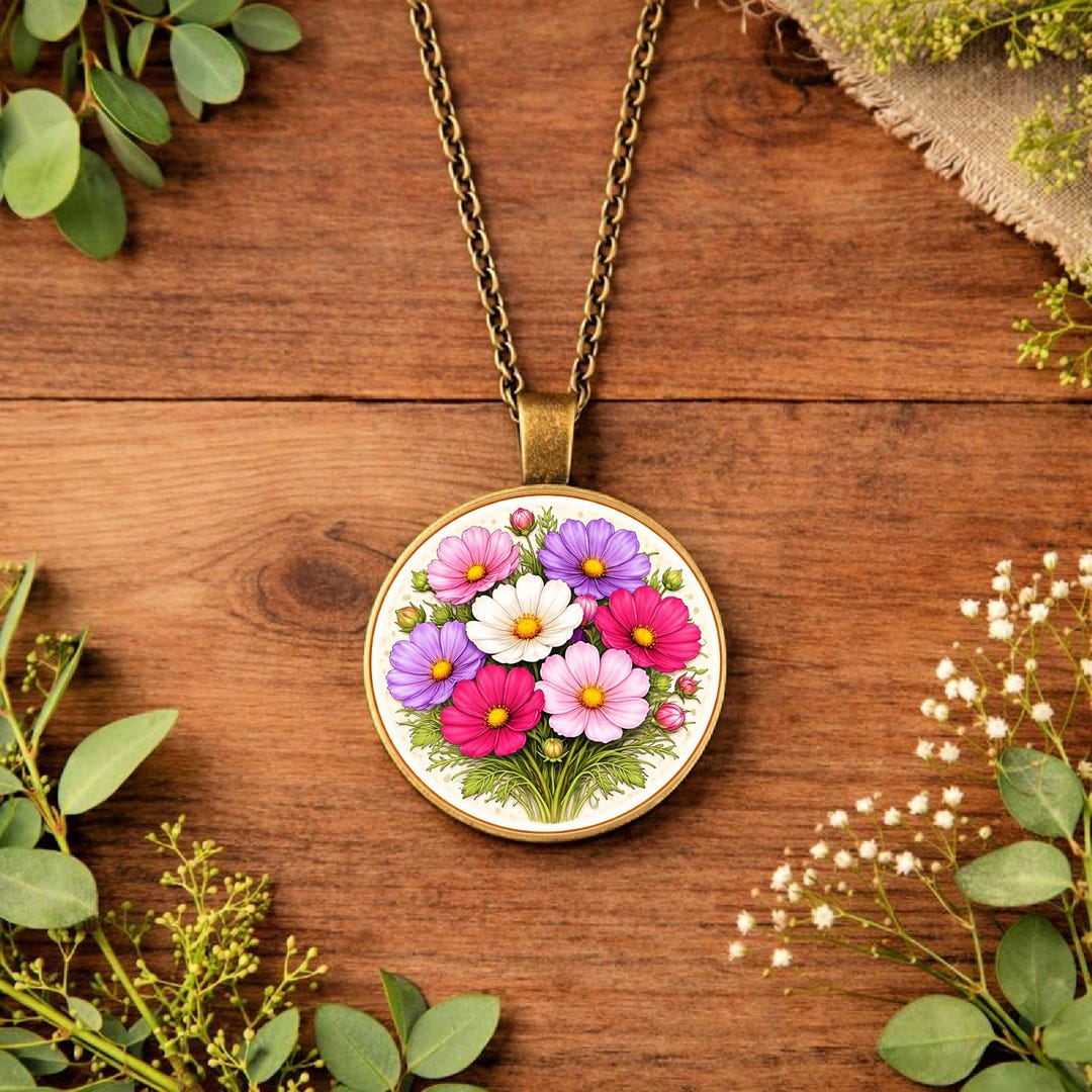 October Birth Items Cosmos Necklace October Birth Flower • October Birthday Gift for Her ...