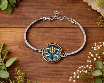 Poseidon Greek God Bracelet • Trident Symbol Jewellery • Greek Mythology Charm Bracelet • Ocean God Gift
