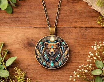 Bear Spirit Animal Necklace • Bear Totem Jewellery • Strength & Protection Pendant • Spiritual Jewellery Gift • Power Animal • Gift for Her