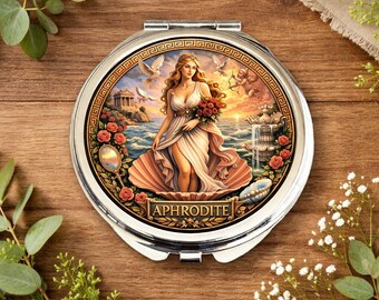 Aphrodite Greek Goddess Compact Mirror • Mythology Gift • Love Olympian Mirror • Gift for Birthday or Christmas